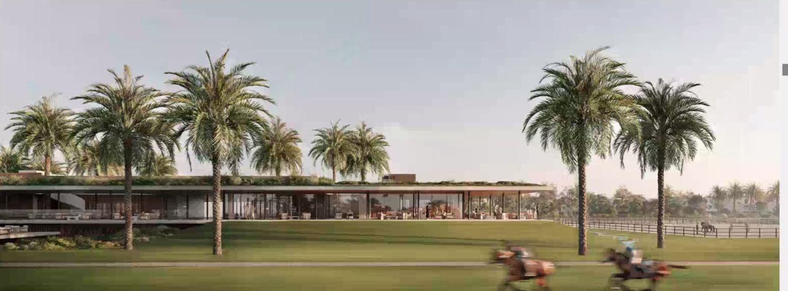 Clubhouse with palm trees